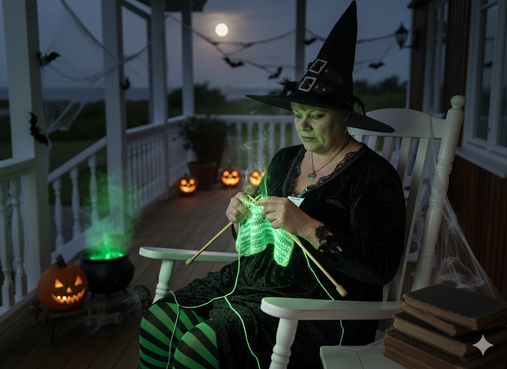 Karosadesign Halloween Heks op Veranda