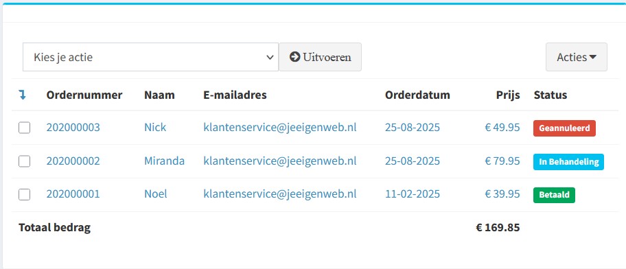 Verkooporders bekijken van je webshop