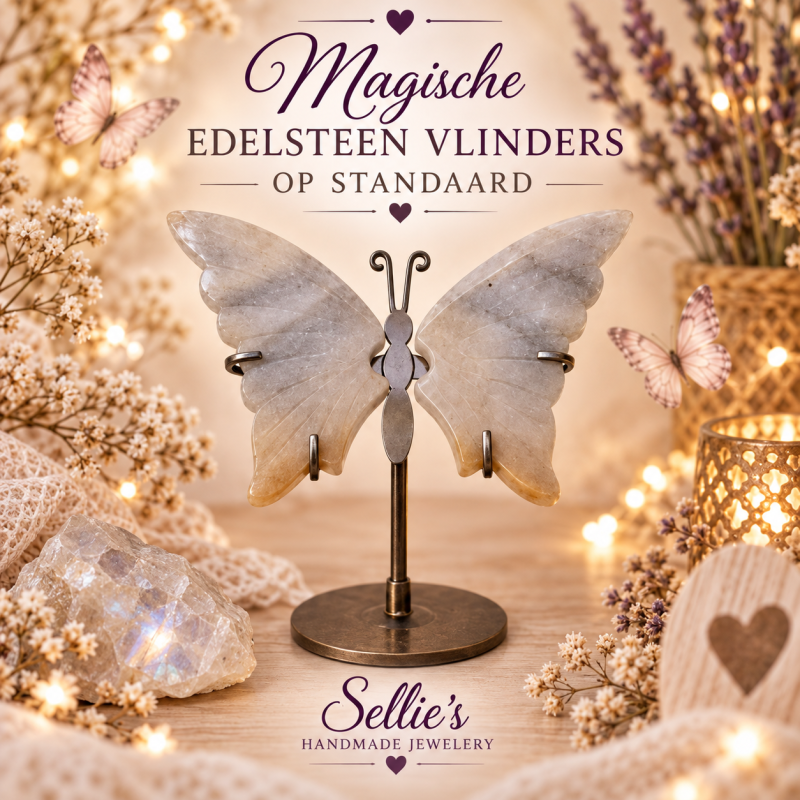 Magische edelsteen vlinders op standaard