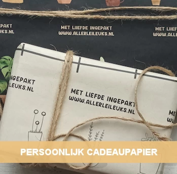 Shop gepersonaliseerd cadeaupapier, unieke inpakmaterialen bij allerleileuks.nl met eigen naam of link 
