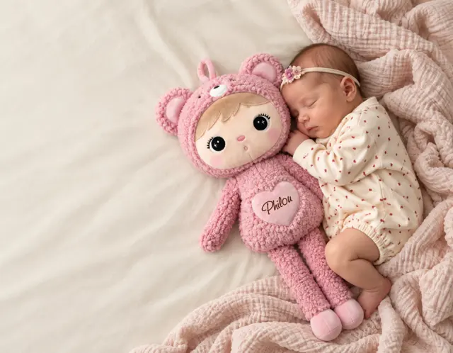 Roze Metoo knuffel met de naam Philou
