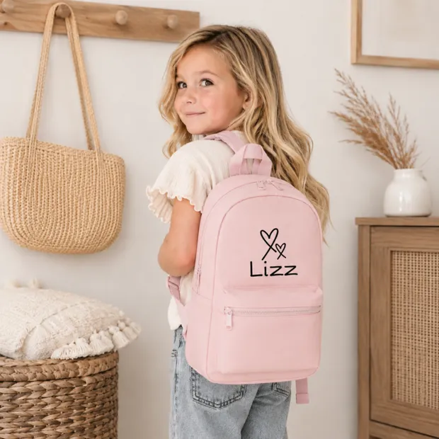 Roze Mini Essential rugzak met naam