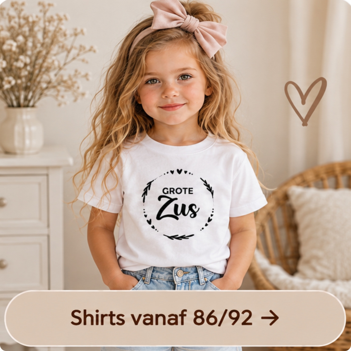 Grote zus shirt voor meisjes vanaf maat 86/92